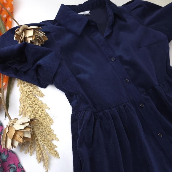 Crown Navy Blue Button-Up Maxi Dress Sz Xs - Picture 3 of 11